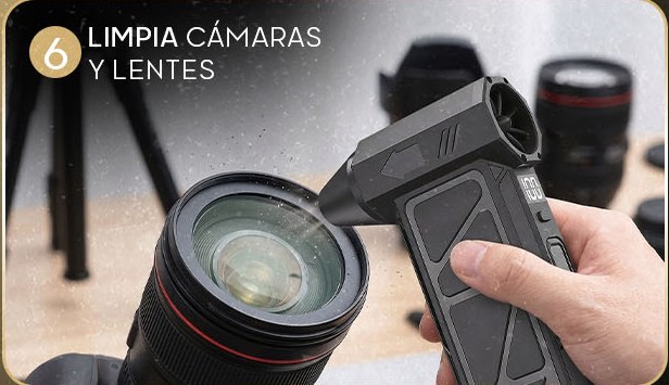Limpiando un objetivo de cámara con el PX1000 PRO