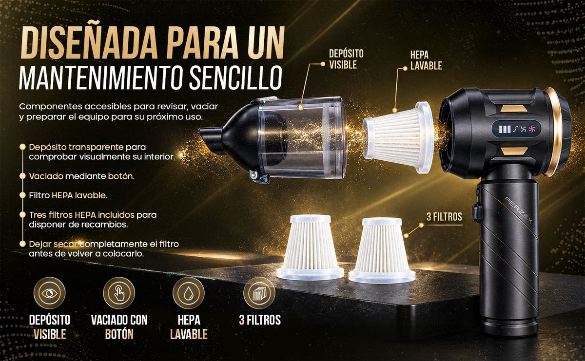 Filtro HEPA lavable y depósito del PX2000 PRO